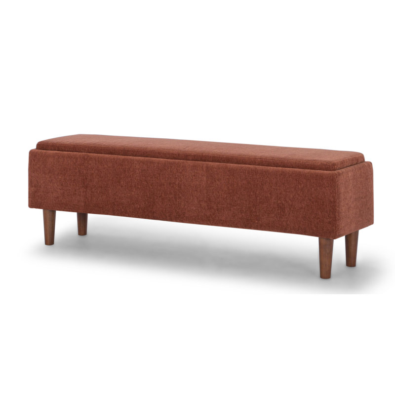 Repose-pieds de rangement rectangulaire de 50 po de large Rama, Chenille nid d'abeille caramel