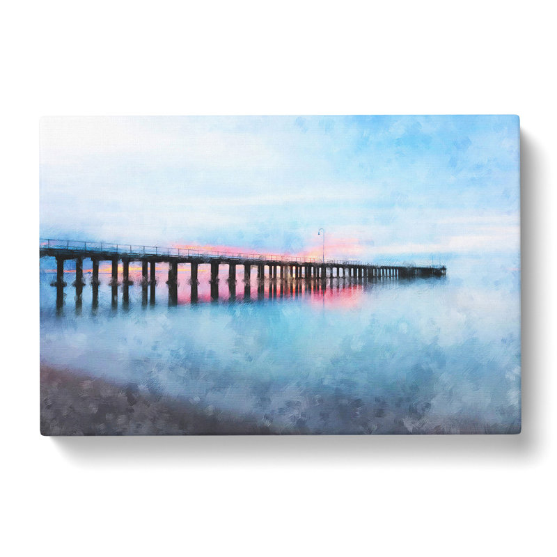 A Pier At Sunset Painting - Wrapped Canvas, 40cm H x 60cm W x 3cm D