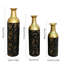 Ensemble de 3 vases de plancher décoratifs en feuille d'or - Élégants vases en fer noir et or pour le salon et l'entrée