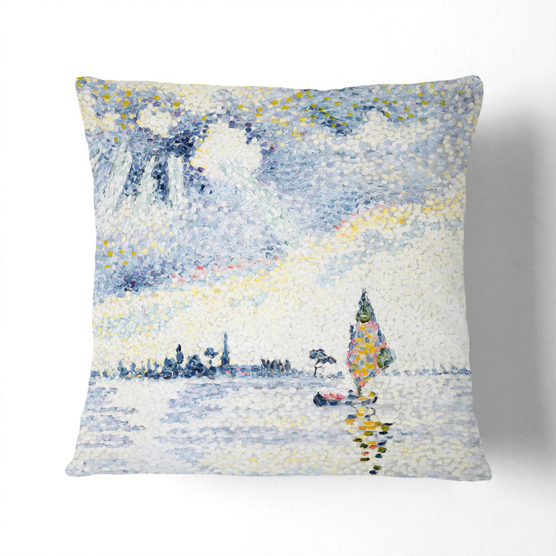 Sunset On The Lagoon Square Throw Cushion, White, 55cm H x 55cm W x 20cm D