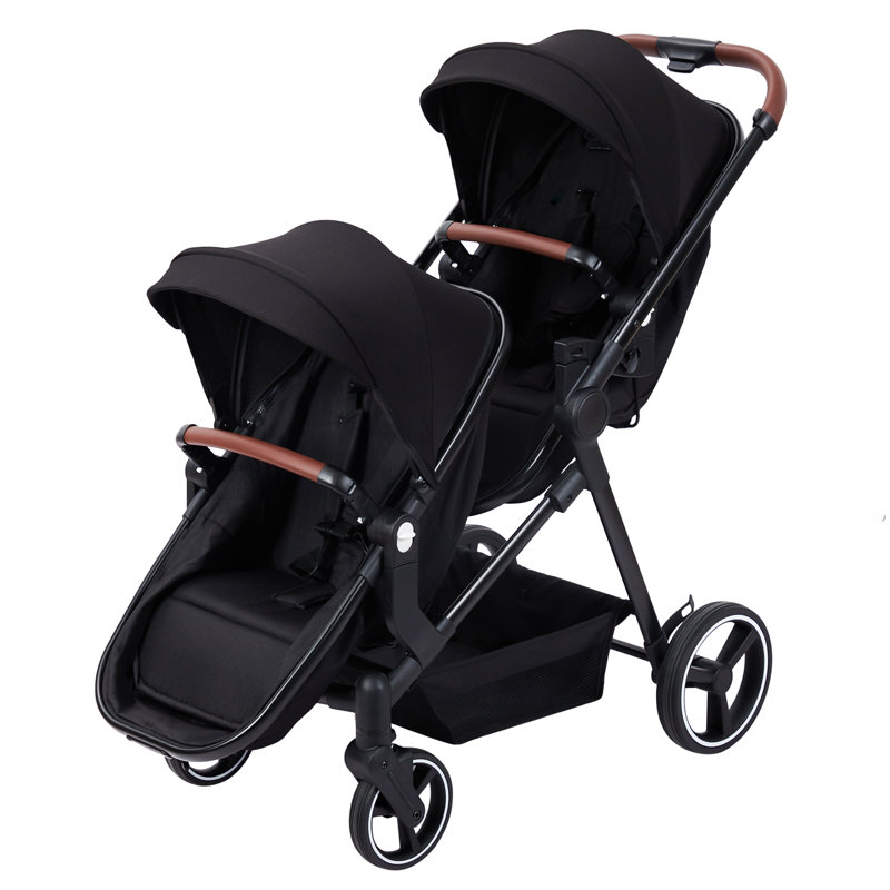 Foldable Double Stroller Track Tandem Stroller For Infant And Toddler