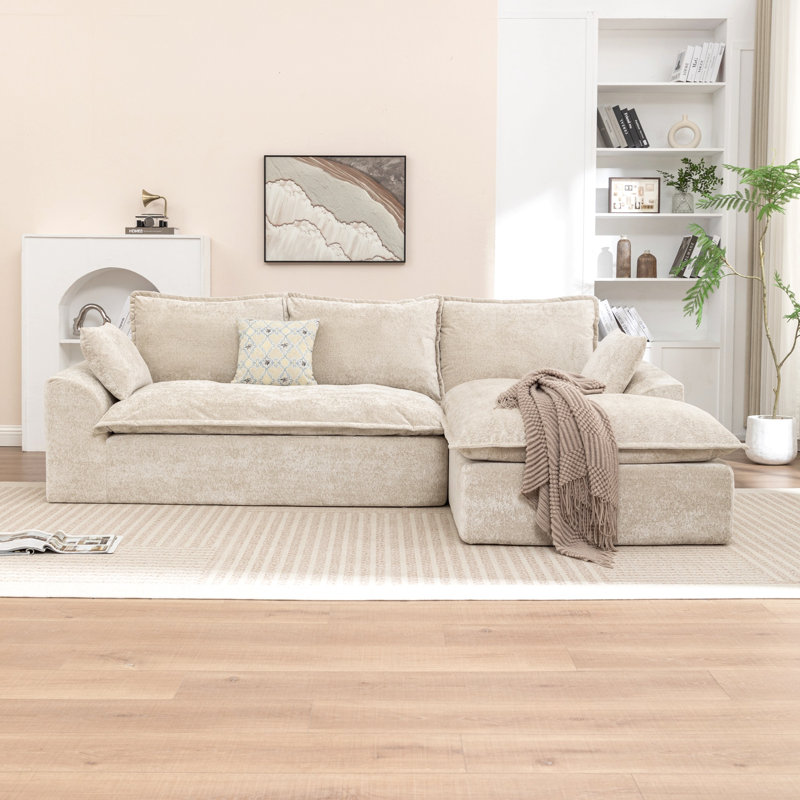 Canapé modulaire en L de 103 po, canapé désossé en nuage avec sièges profonds et dossier haut, tissu d'ameublement en tissu