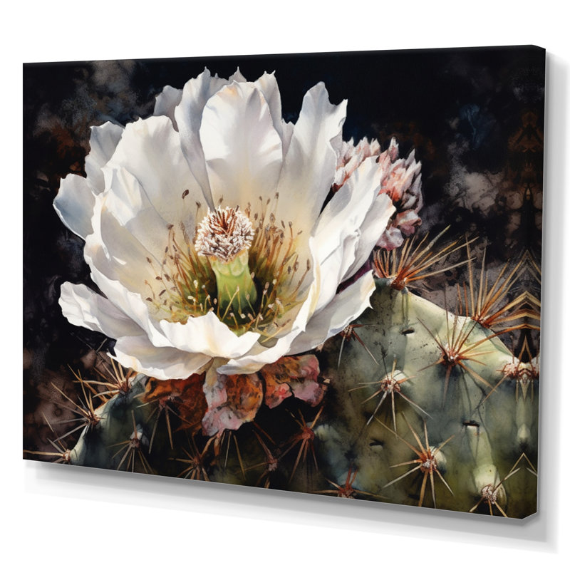 «Rozbeh White Green Cactus Flower II», reproduction sur toile, H 30 po x l 40 po x P 1,5 po, Toile tendue