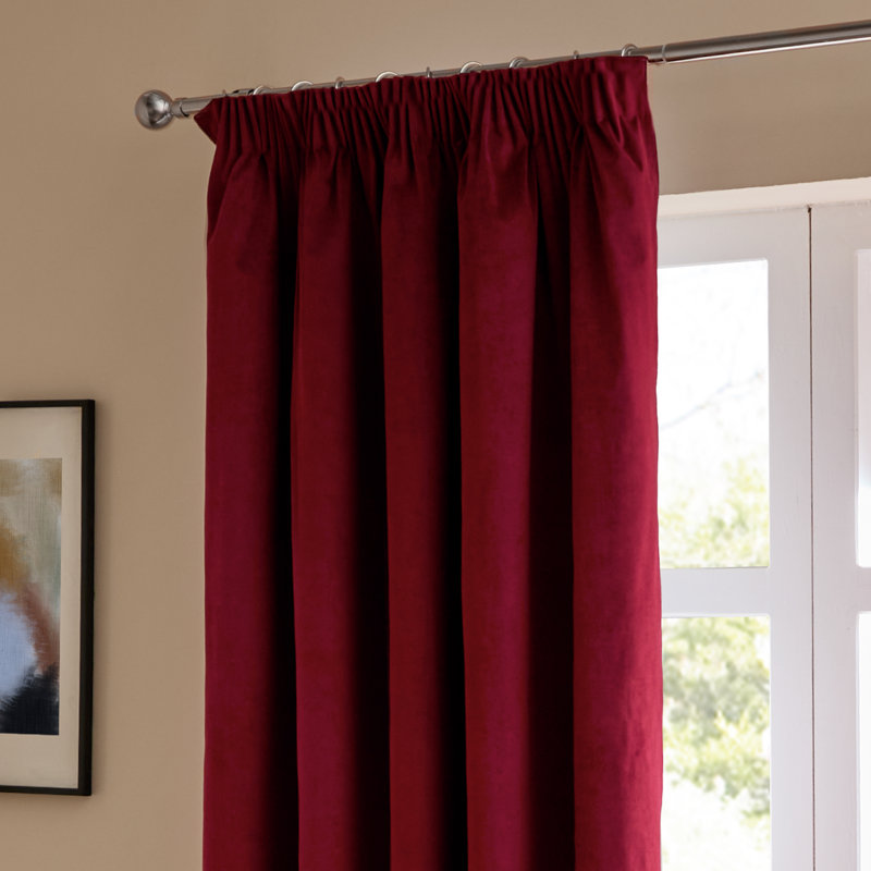 The Ultimate Velvet Blackout Curtain Panel Pair, Red, 117cm Width x 137cm Drop