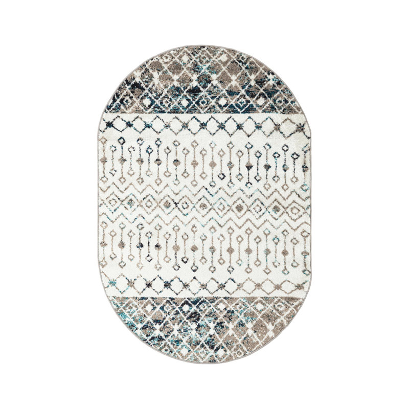 Somerville Mona, Ovale 4 pi 1 po x 6 pi 1 po, Ivoire/ Gris / Bleu
