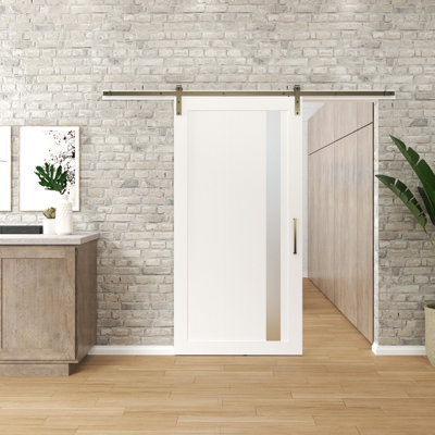 Ensemble de quincaillerie de porte de grange simple standard à fermeture en douceur de 96 pouces (porte non incluse)