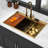 36" Drop - In Gold 16 Gauge T304 Stainless Steel Kitchen Sink With Workstation Track, X Shaped Water Guide For Easy Drain, Condensation Coating And 3mm Pad, Comes Drying Rack Installation Feature, To