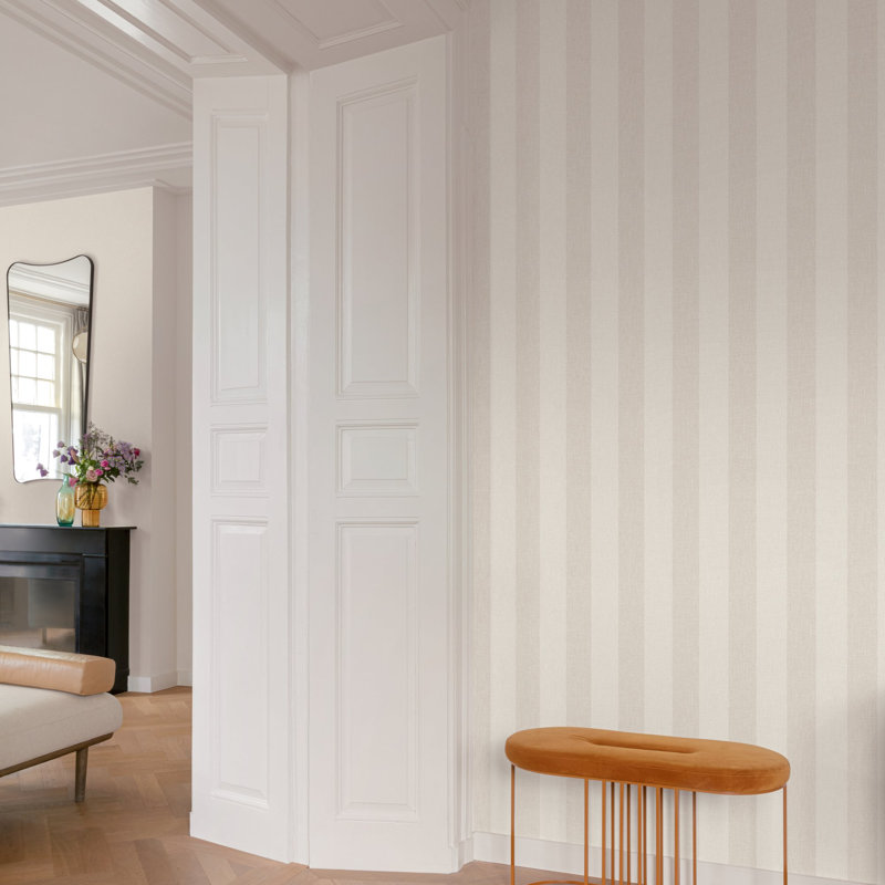 Atmosphere Collection Striped Virus Protection Coated Wallpaper Roll, Cream
