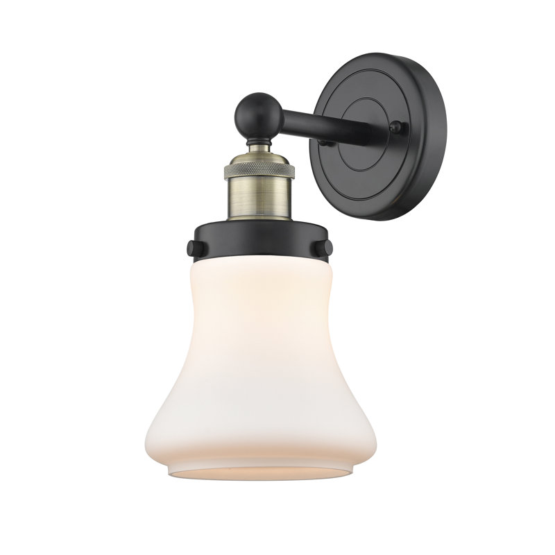 Chickasha Armed Sconce, Matte White, Black Antique Brass