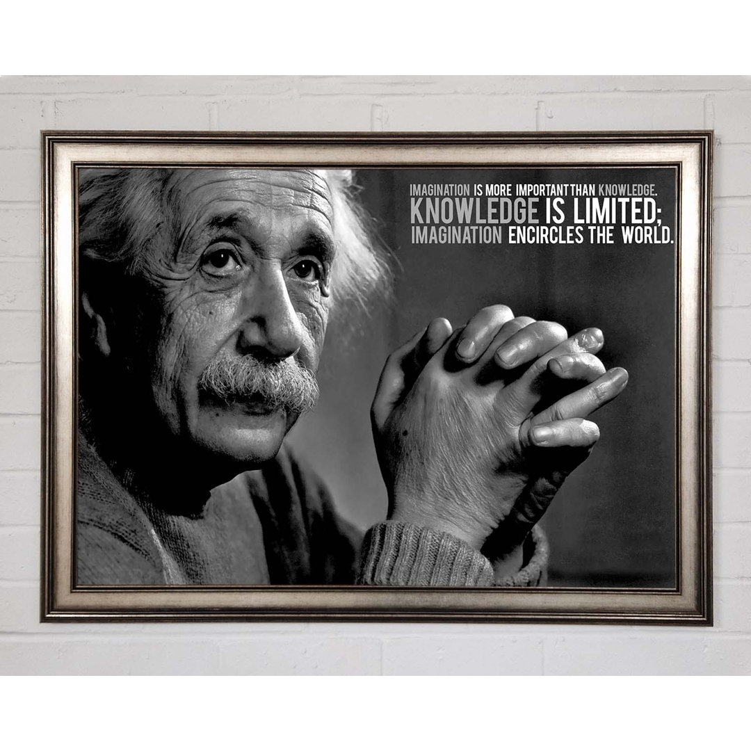 Motivierendes Zitat Albert Einstein Vorstellungskraft ist wichtiger Gerahmter Druck Wandkunst