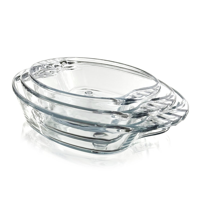 Prima Clear Cristalline Glass Oblong Oven Dish Set of 3