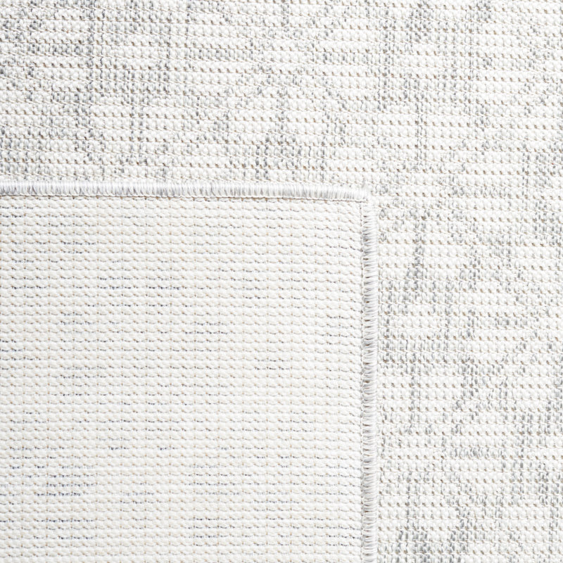 Gray and Ivory Geometric Hand-knotted Rectangular Rug