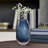 Ava Art Deco Cut Glass Table Vase with Faceted Geometric Design, 11-Inch Decorative Accent Vase, Blue-480352775-530617287