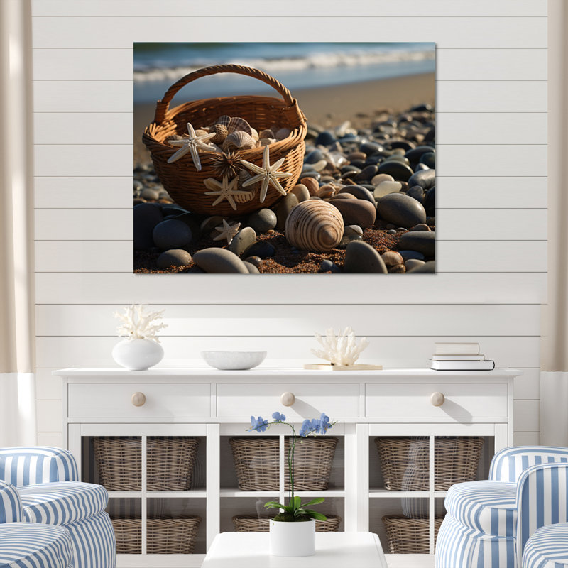 Plage, collage sur toile, H 16 po x l 32 po x P 1 po, Toile tendue