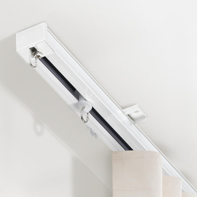 Ceiling Curtain Track,Heavy-Duty Silent Rail Set,15ft-18ft, White | 65lb Load Capacity,Wall & Ceiling Mount,Quiet & Smooth Glide,Room Divider Rail Set for Curtains with Hooks,Clips and Saw