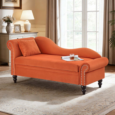 Modern Velvet Chaise Lounge with Storage and Lumbar Support