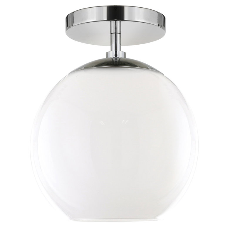 Bartlett Glass Semi Flush Mount, Polished Nickel, Frosted