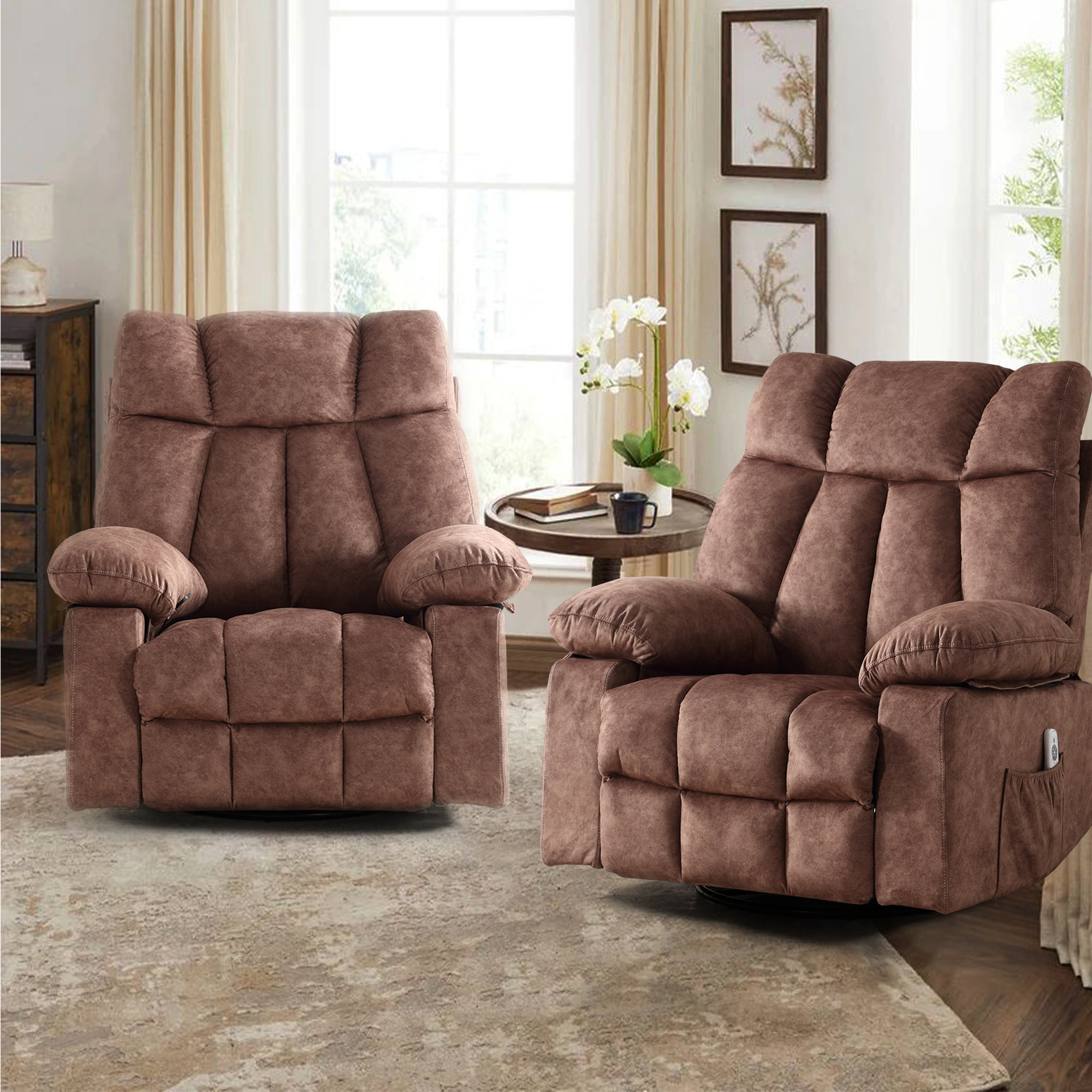 39.4 Wide Ultimate Comfort Power Lift Recliner with Heated Massage  Spacious & Ergonomic