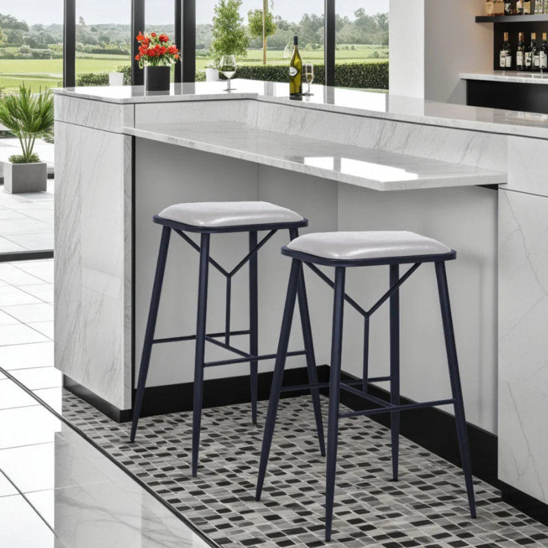 Tabouret de bar blanc, Blanc, Tabouret de comptoir (siège d'une hauteur de 25 p