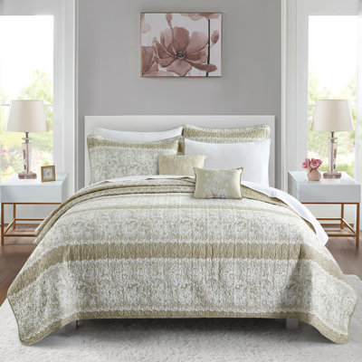 5 Piece Emma Printed Microfiber Quilts Set