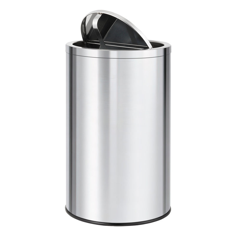 Poubelle à couvercle pivotant en acier inoxydable GarveeHome - 13 gallons (50L) - Seau intérieur amovible - Poubelle intérieure ronde de recyclage et de déchets pour cuisine, bureau, salle de bain, argent 35 * 35 * 57,5cm