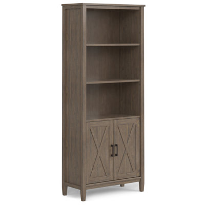 Ela 30"W Solid Wood 3 Shelf Bookcase with Adjustable Shelves and Cabinet with Shaker-Style Doors by Simpli Home