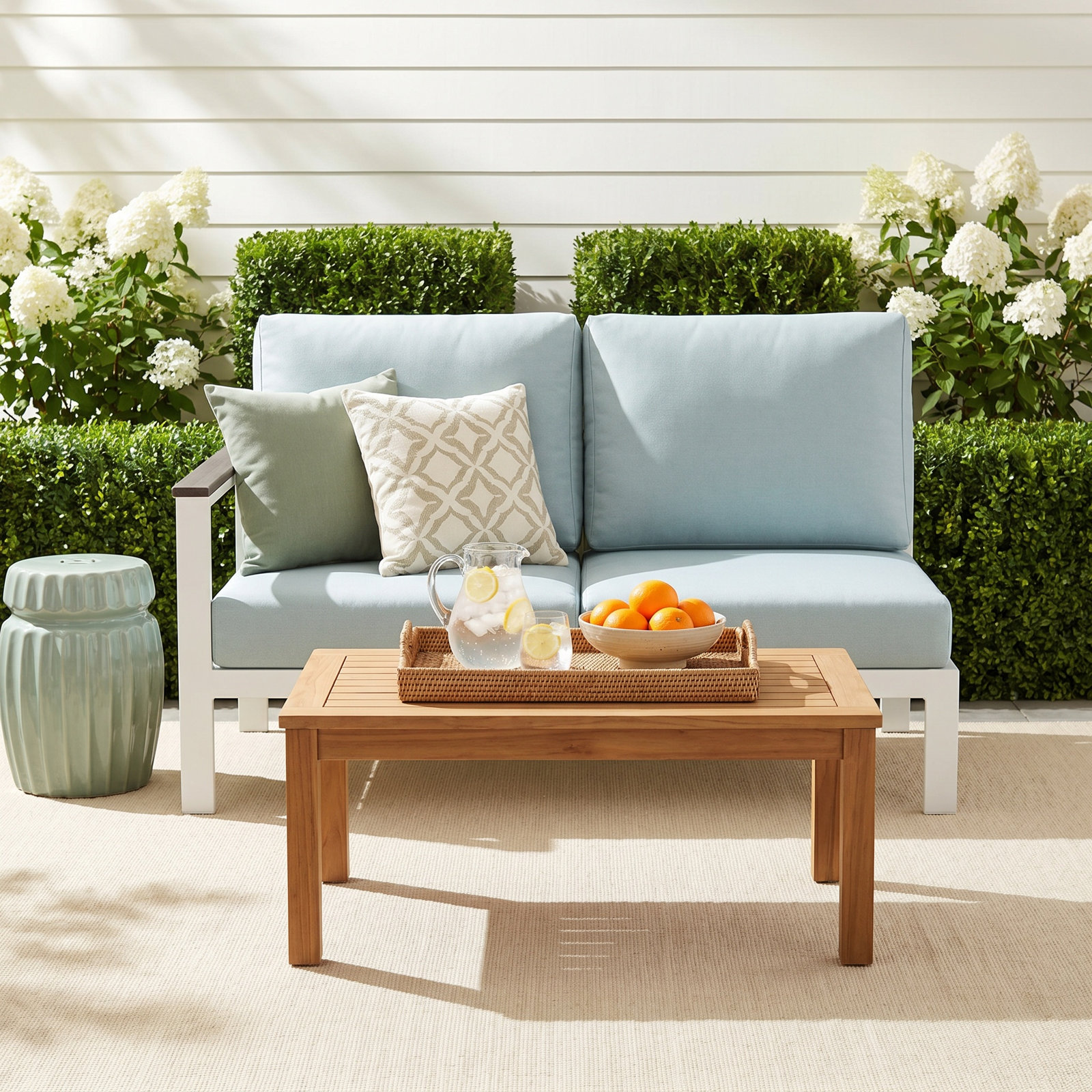 Townsend 55" Sunbrella® Patio Sectional, Left Hand Facing, Bliss Dew