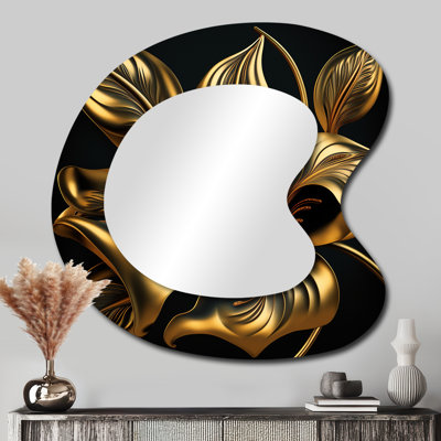 Glamourous Lily On Black II - Lily Modern Wall Mirror In Asymmetrical Shapes