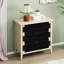 Buffet à 3 tiroirs en corde tissée à la main avec tablettes réglables pour la cuisine, style moderne, ton principal naturel, panneau de particules + matériau, armoire de rangement avec protection supérieure imperméable et tiroirs