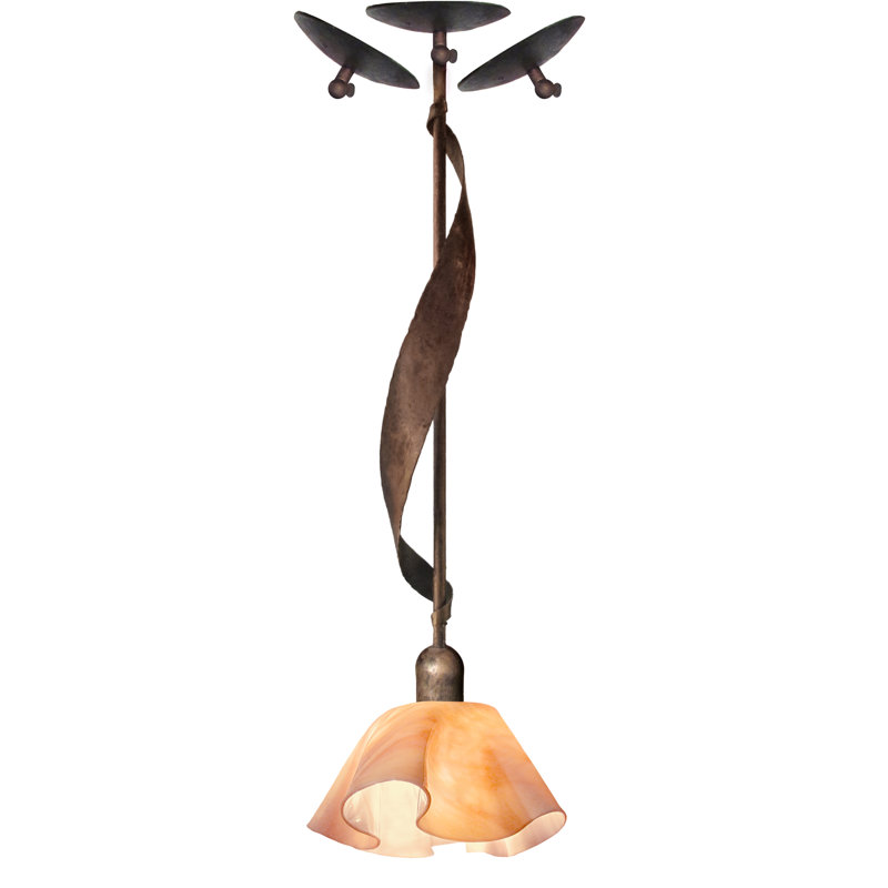 Luminaire suspendu géométrique 1 lumières unique Sapin, Brun avec décorations brunes, Bisque