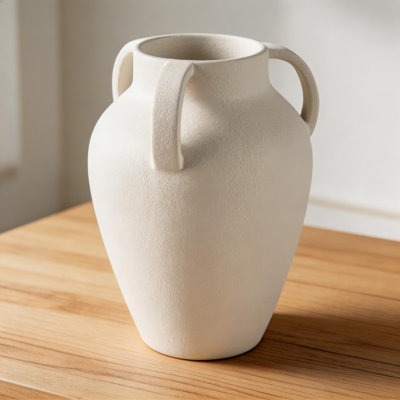 White Ceramic Body, Three Curved Handles, Open Design, Delicate And Attractive