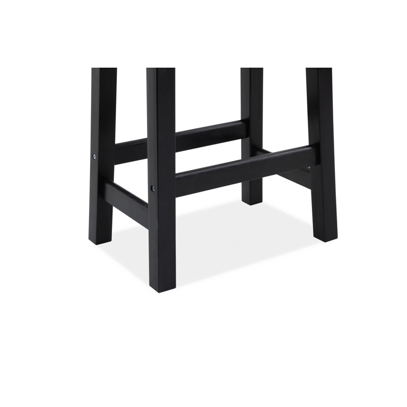 Ensemble de 2 tabourets de comptoir et de bar en bois massif, Noir