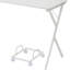 Bureau d'angle blanc Espace en forme de L avec structure métallique robuste, idéal pour les petits espaces de travail et offrant un espace de travail généreux pour les étudiants.