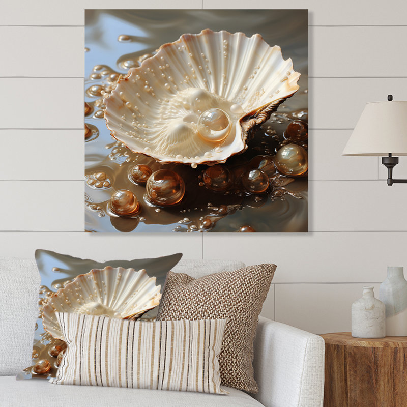 Décoration murale en métal beige perle de palourde - animaux, H 29 po x l 29 po x P 1 po