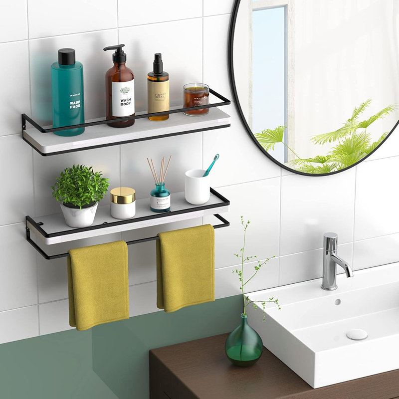 Floating Shelves Wall Mounted Set Of 2, Rustic Wood Wall Storage Shelves For Bedroom,living Room,bathroom, Kitchen (white)
