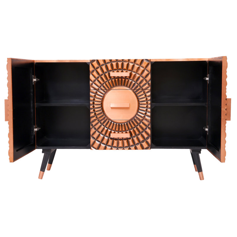 Cahours 2 Door 3 Drawers Copper Cabinet, Copper