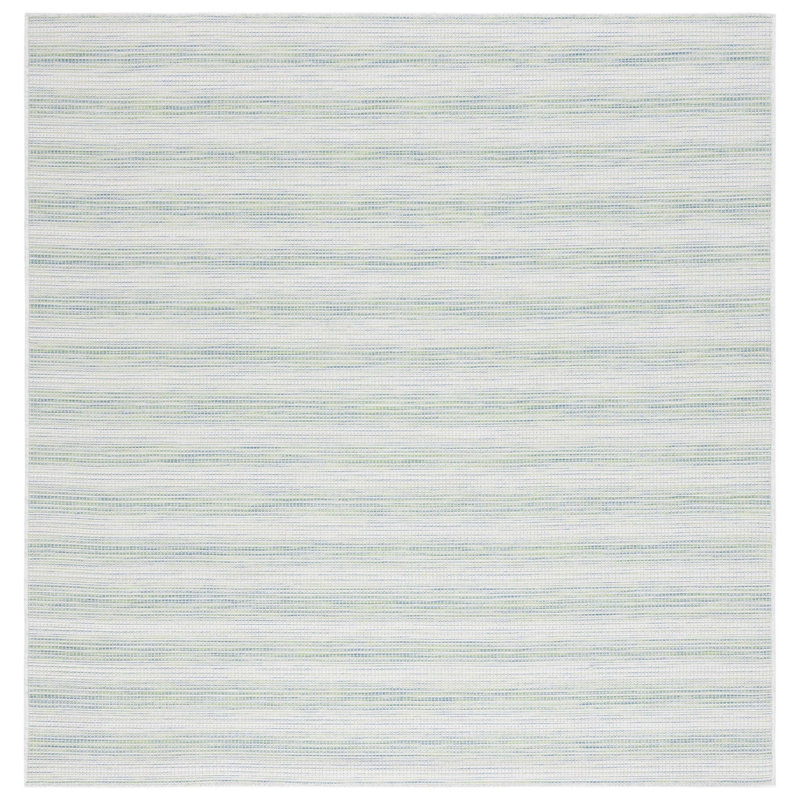 Adreian Area Indoor/Outdoor Area Rug in White/Green, Square 6'5"