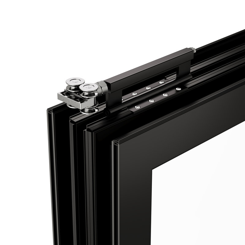 Porte de patio pliante à 5 panneaux en aluminium KaMic VersaFold, Noir, S'ouvre à gauche vers l'extérieur, L 144 po x H 96 po