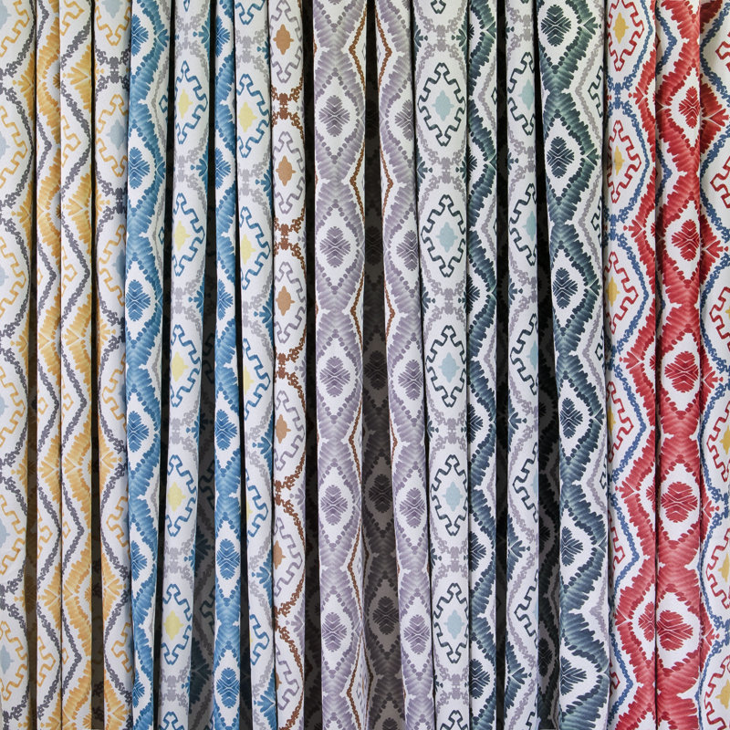 Gold Bohemian Ikat Blackout Polyester Rod Pocket Curtains