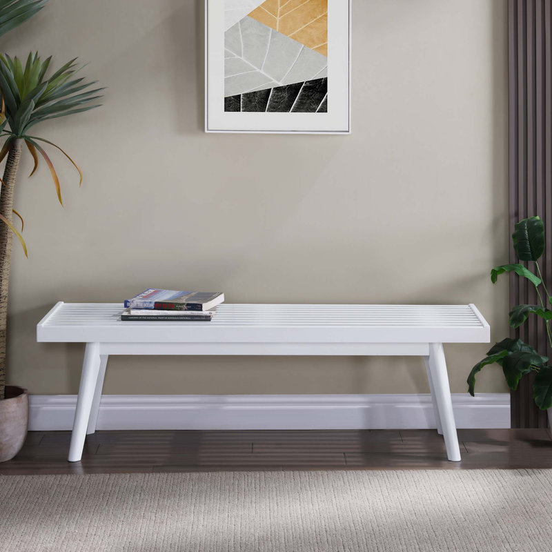Banc en bois Cailob, White, 17.55" H x 56.35" W x 16.55" D