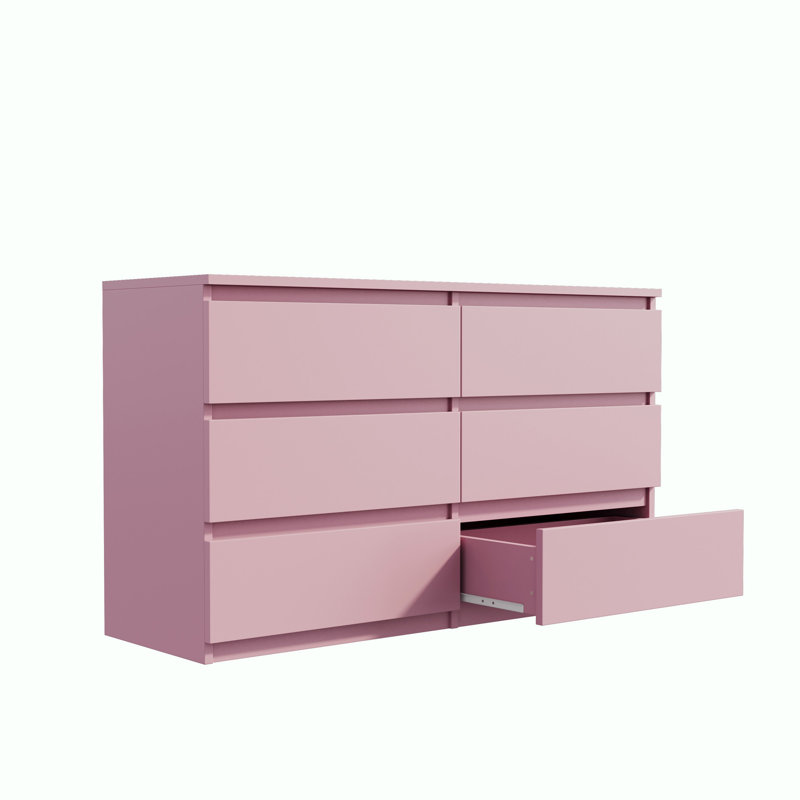 Commodes de rangement à 6 tiroirs Mosley, Rose