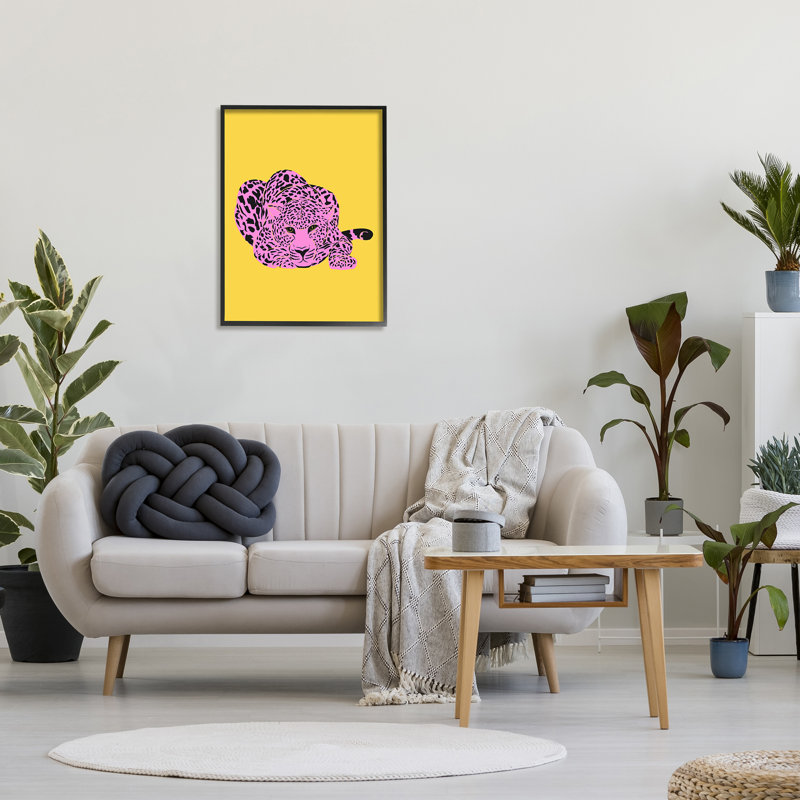 Léopard de style pop encadré par House of Lulu, Giclée encadrée noir minuit, H 30 po x l 24 po x P 1,5 po