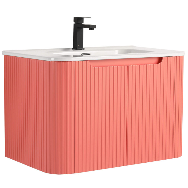 Meuble-lavabo moderne Caskvalley, Rose corail