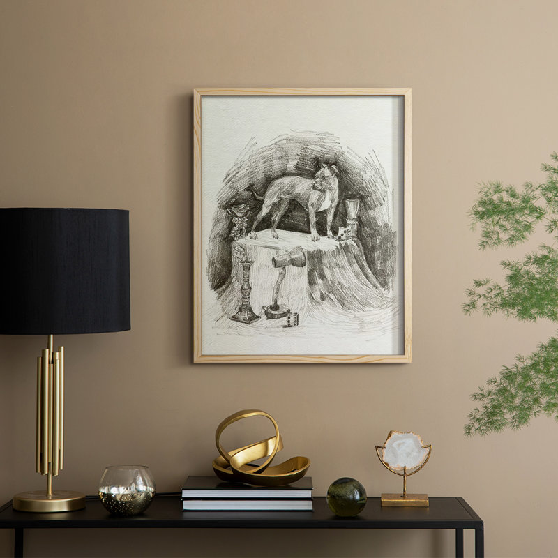 A Gentleman V Framed Print - Solid Wood, Natural, 11" H x 9" W