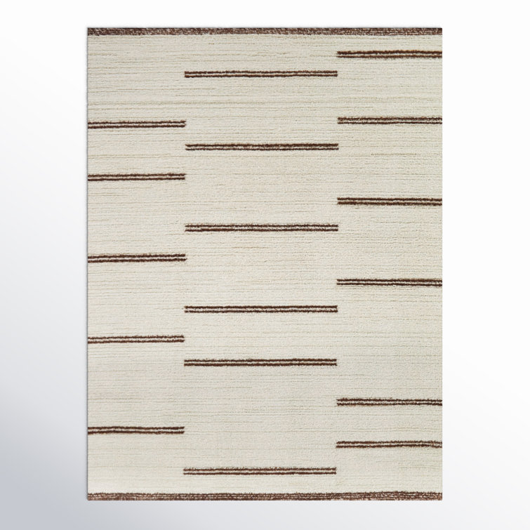 Rectangle Coterie Striped Machine Woven Polyester/Polypropylene Area Rug in Brown/Beige