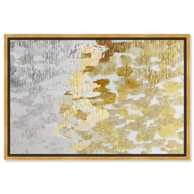 Abstract Gold vs Platinum Paint Strokes Framed Painting