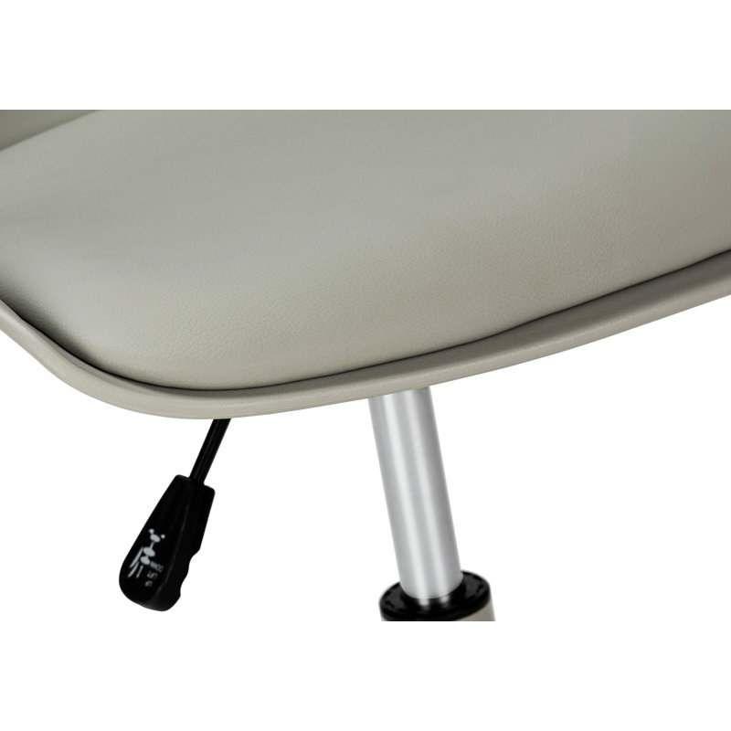 Chaise de bureau pivotante, chaise à hauteur réglable, chaise d'ordinateur à dossier bas avec base en métal, Gris, Gris