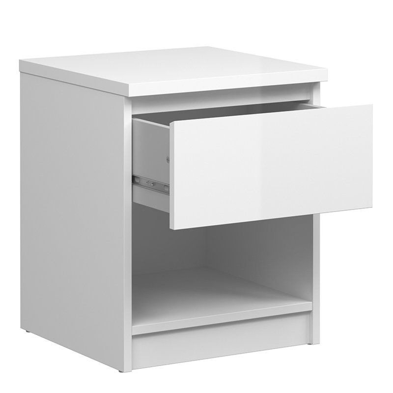 Ionică Manufactured Wood Bedside Table, White High Gloss
