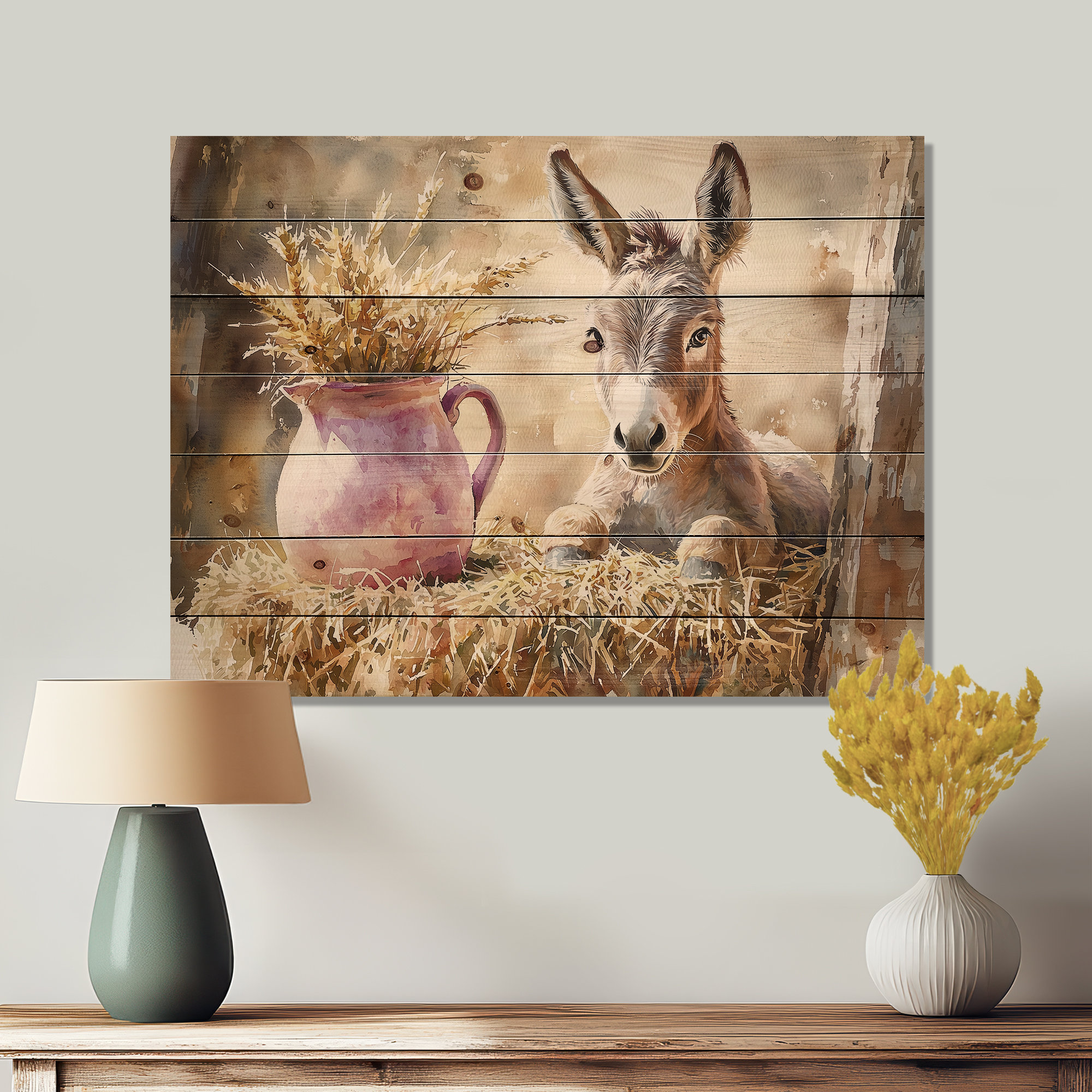 Ophelia & Co. Donkey Portrait At The Barn IV - Donkey Wood Wall Decor ...