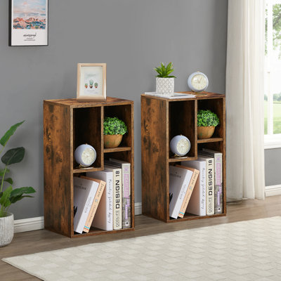Petite armoire de rangement à 3 cubes avec 3 tablettes ouvertes (ensemble de 2)